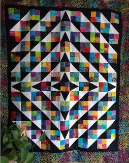 Colorful Half-Square Triangle Quilt