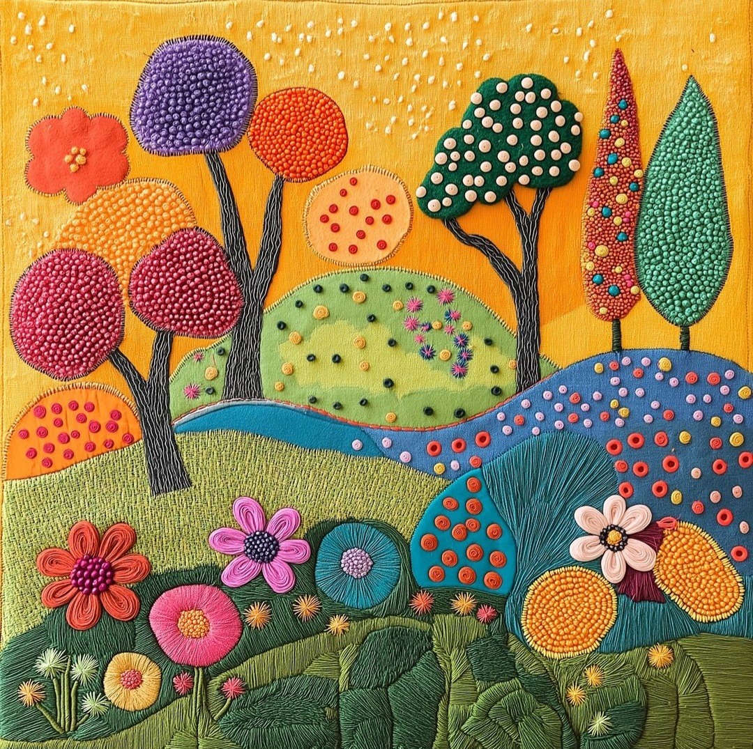 Textured Folk Art Trees