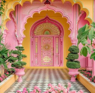 Ornate Pink Palace Doorway