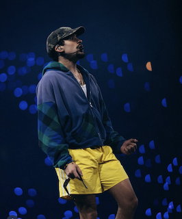 Bad Bunny on stage during DTMF tour concert