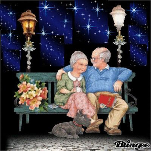 Elderly Couple on Bench