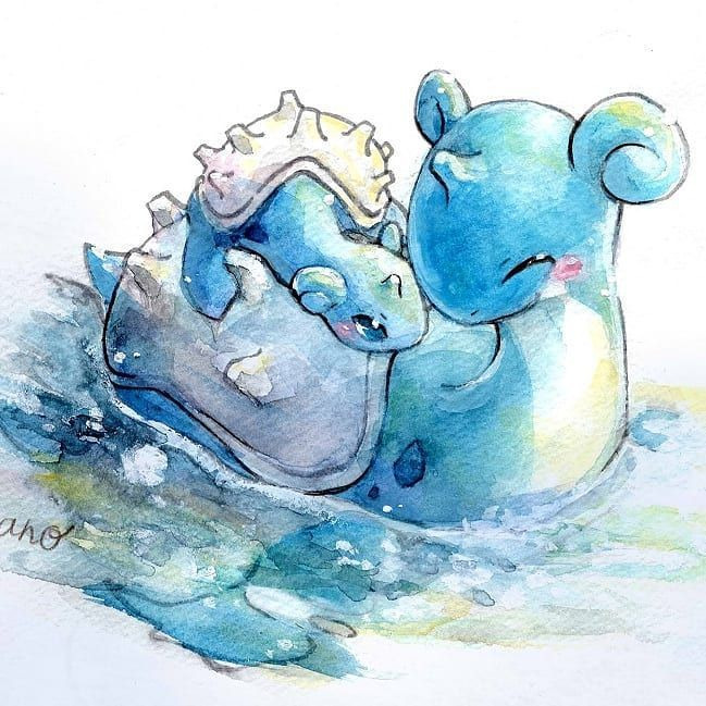 Lapras Watercolor Illustration