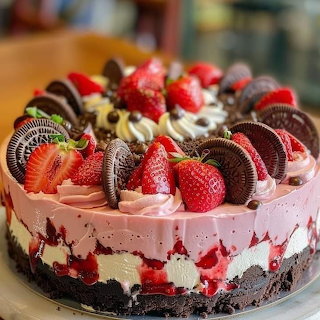 Strawberry Chocolate Cookie Cake