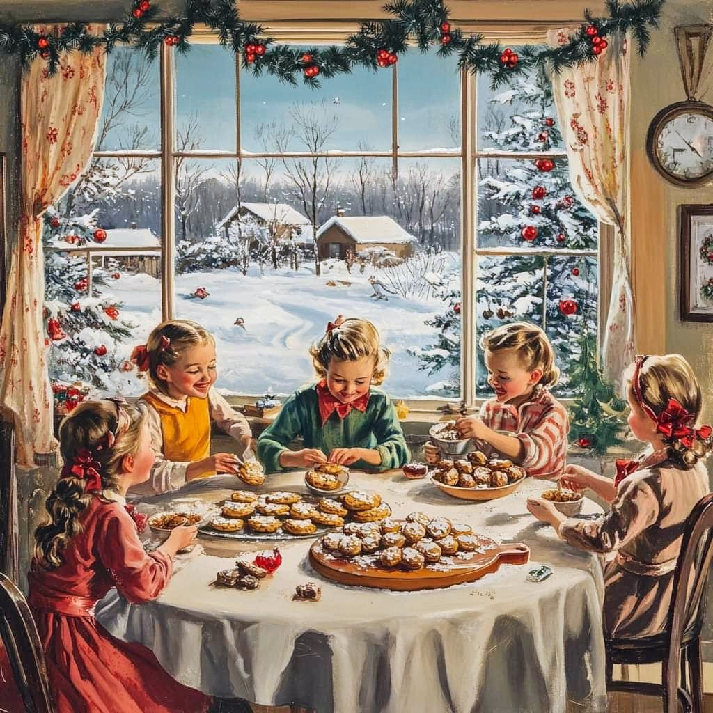 Girls Decorating Christmas Cookies