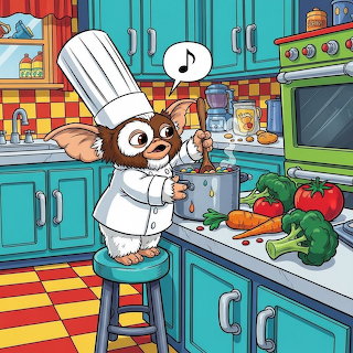Gizmo Cooking in Kitchen