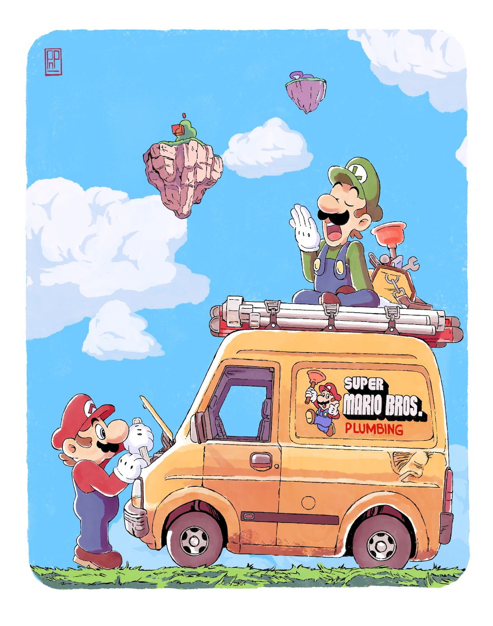 Mario Bros Fixing the Van