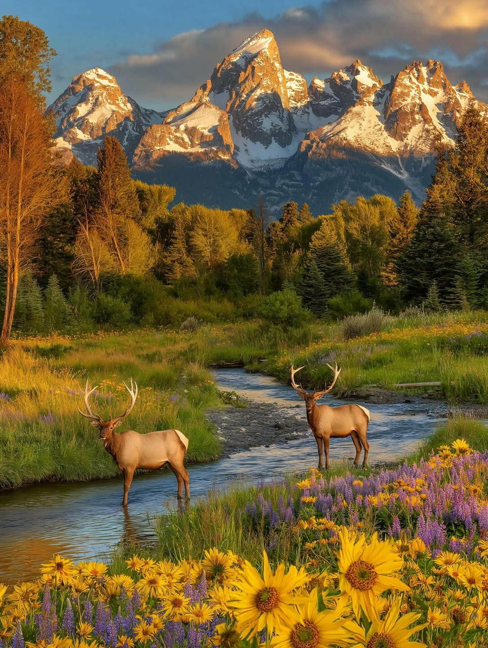 Elk at Grand Teton Mountains