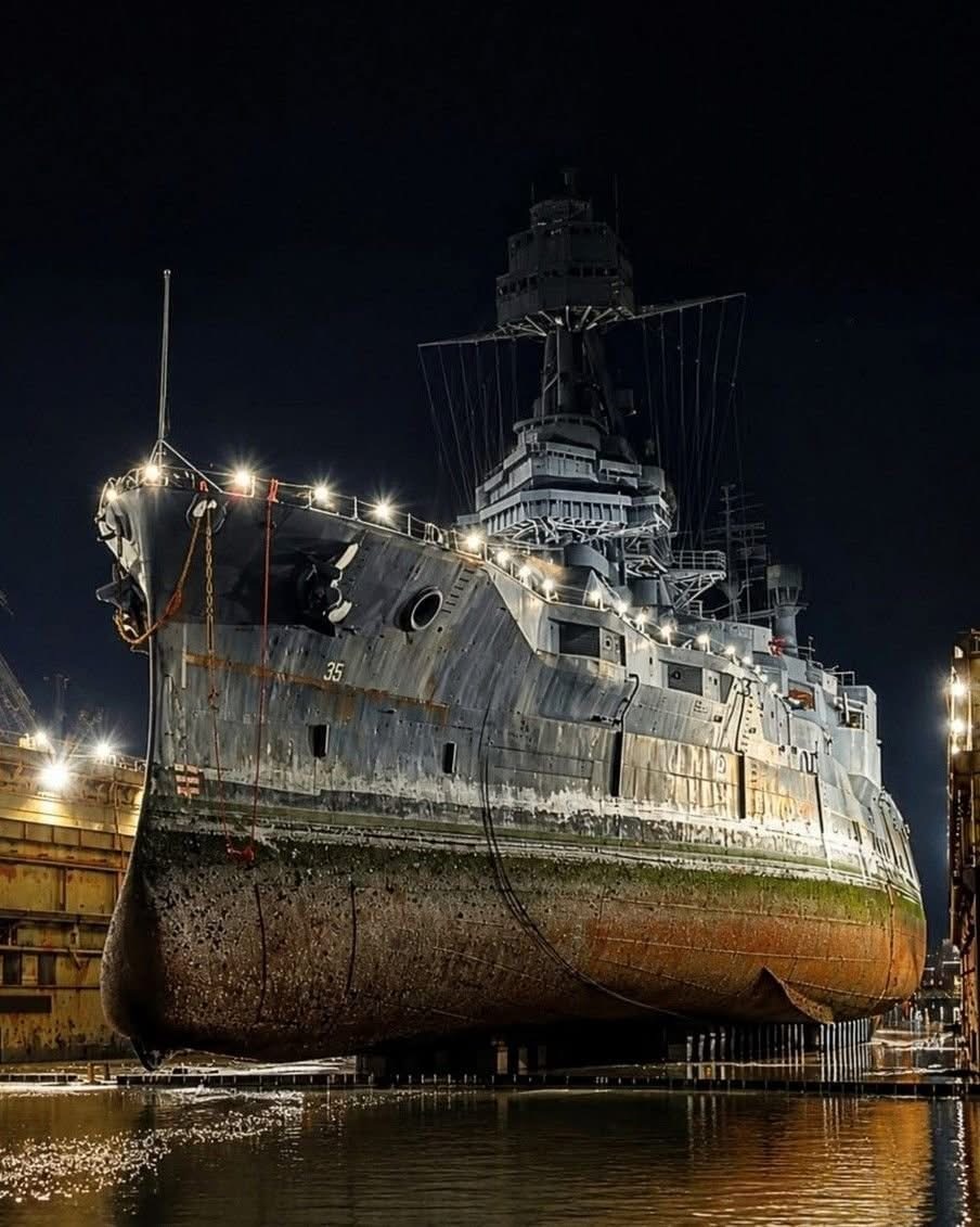 Old Battleship at Night