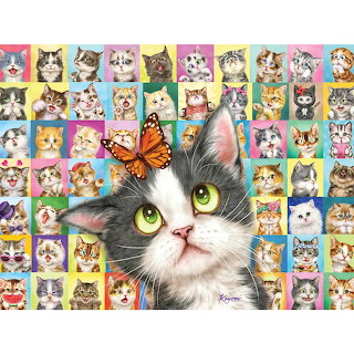 Cat with Butterfly Portrait Collage