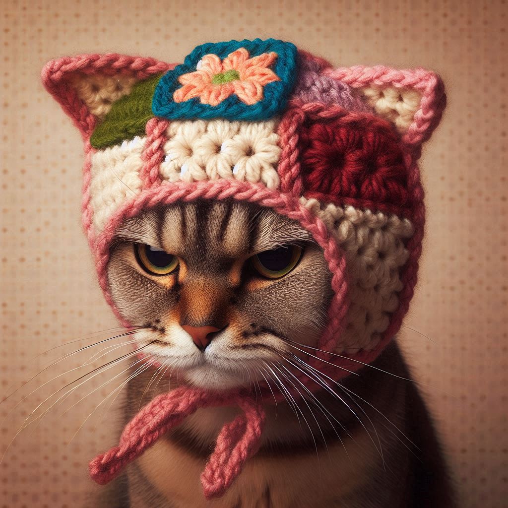 Cat in Crochet Hat