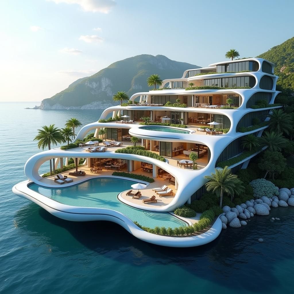 Futuristic Island Resort Architecture
