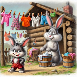 Rabbits Doing Laundry