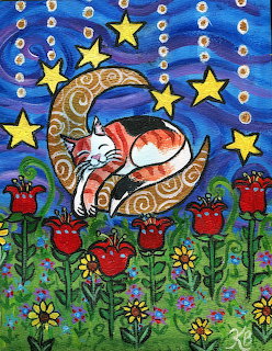Cat Sleeping on Crescent Moon