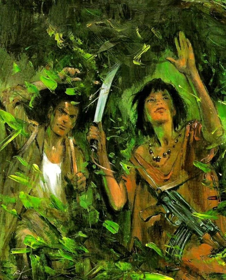 Warriors in Jungle Painting