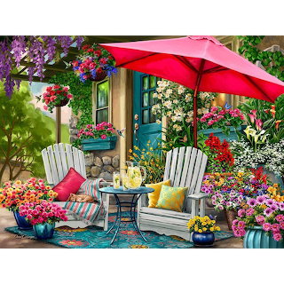Garden Patio with Flowers