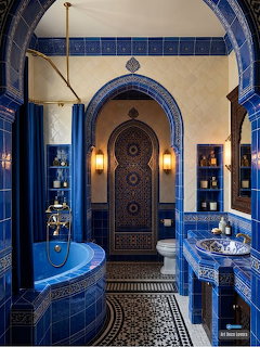 Blue Moroccan Bathroom Interior