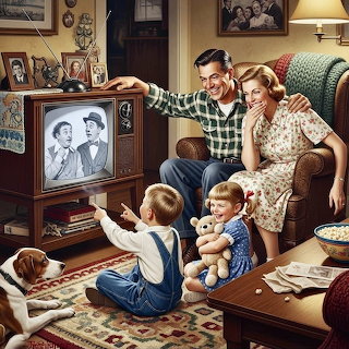 Retro Family Watching TV