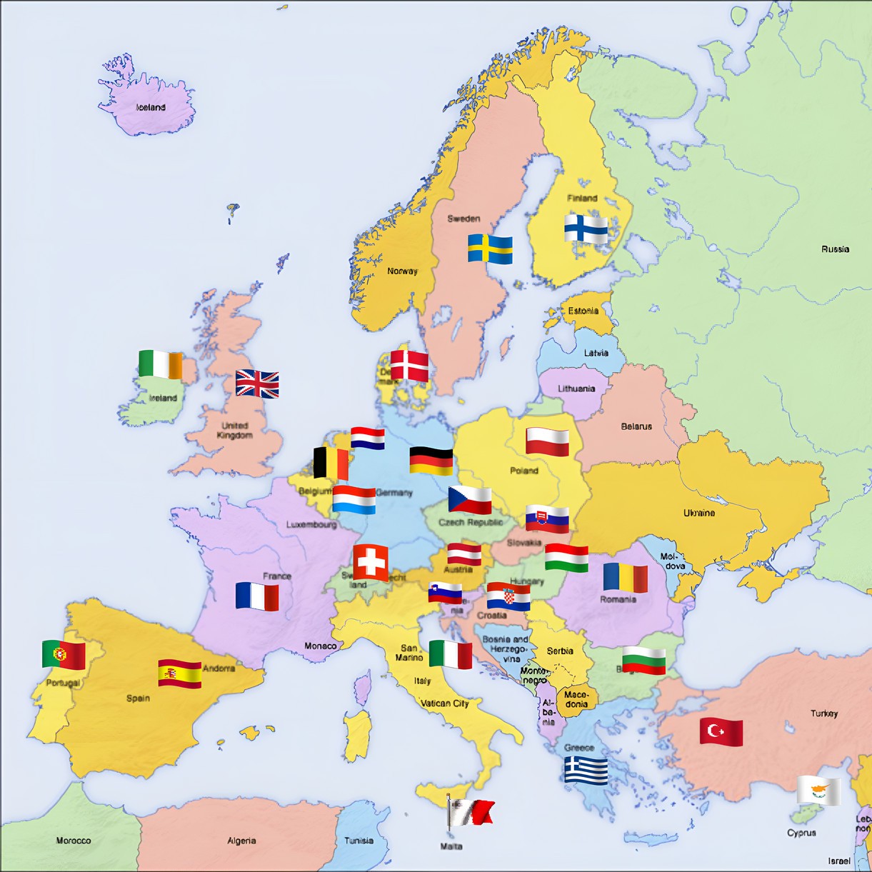 Europe Map Flags