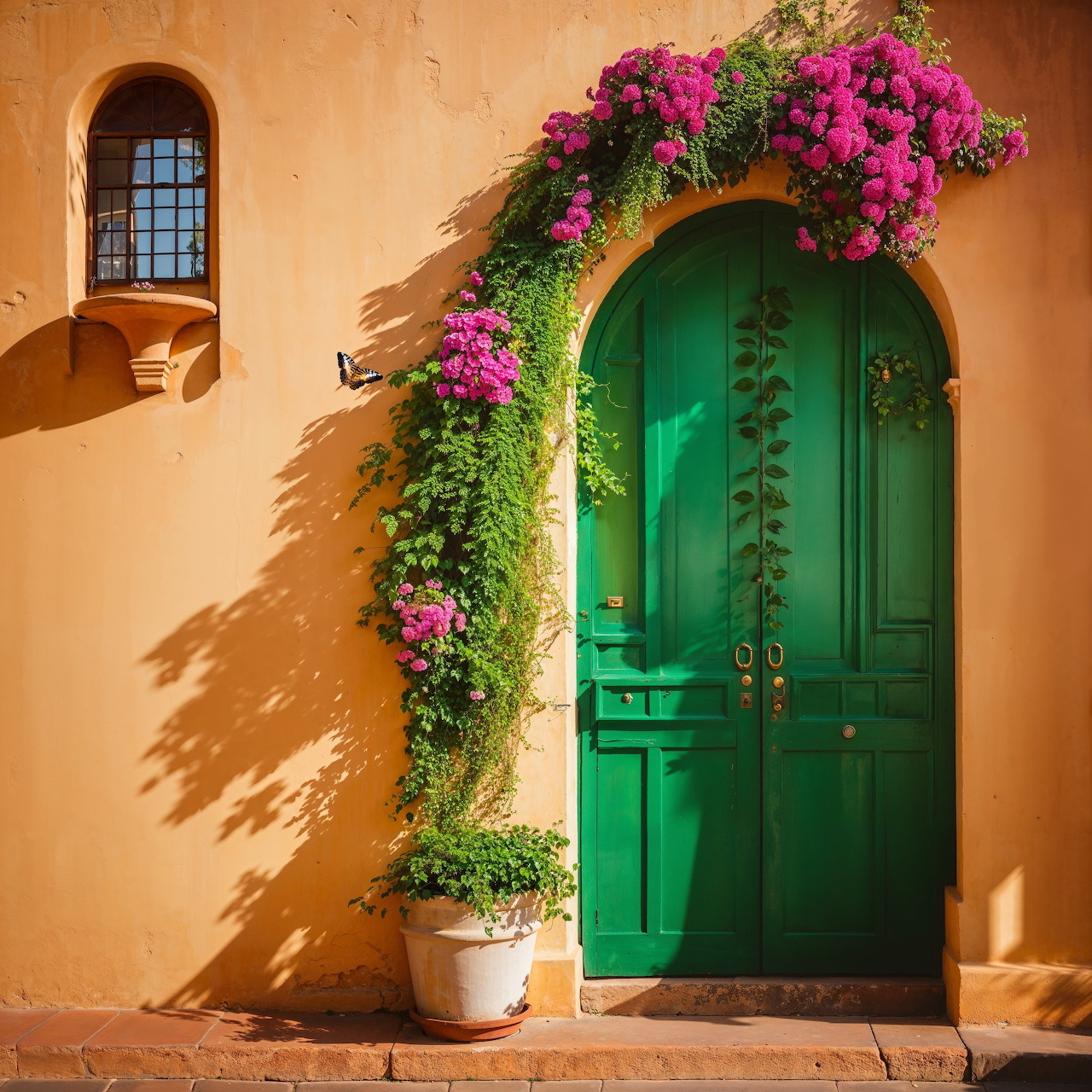 Green Arched Door