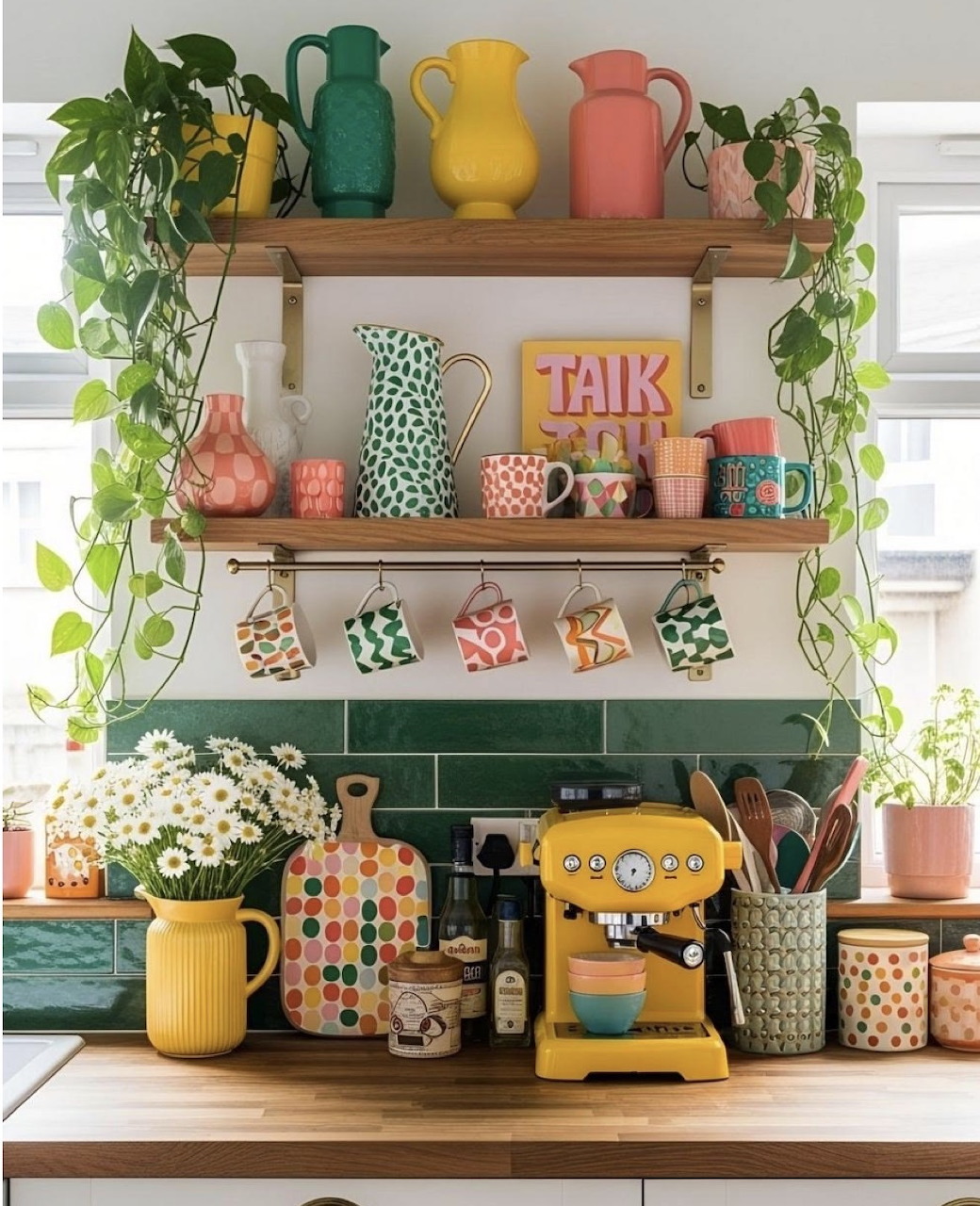 Colorful Kitchen Shelf Display