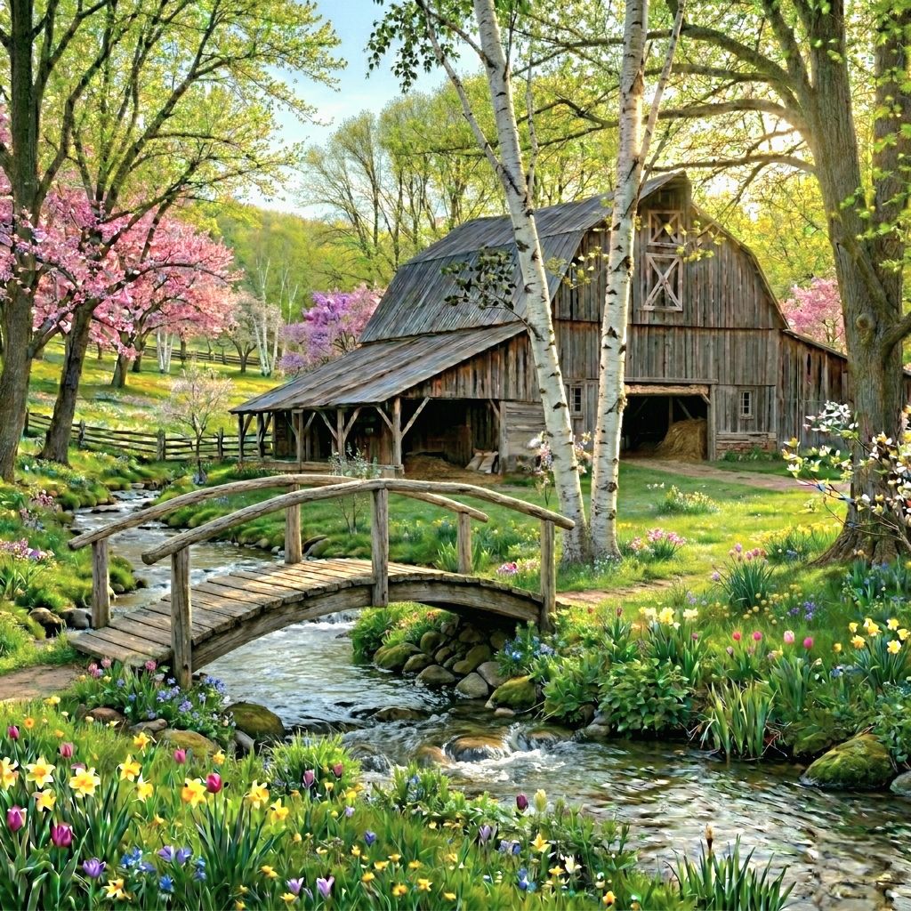 Barn by Stream