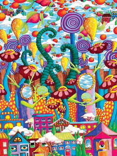 Whimsical Candy Village Illustration