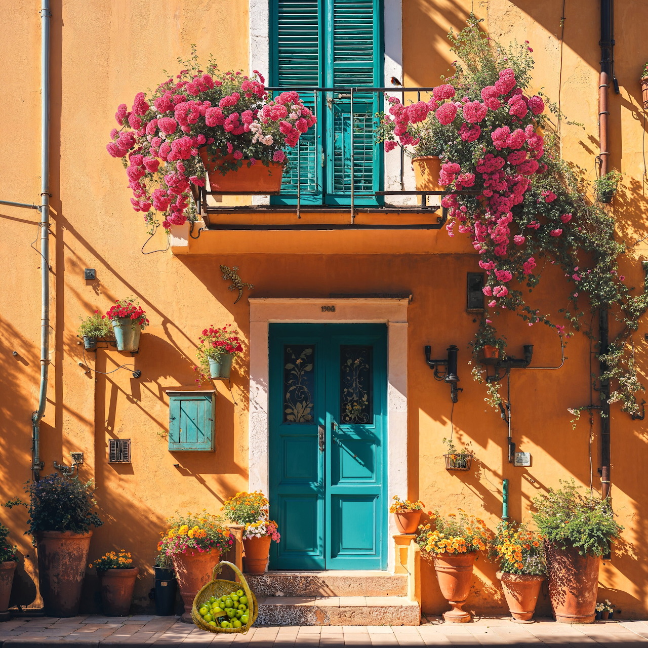 Mediterranean House with Flowers