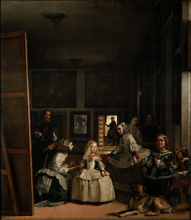 Painting of Las Meninas by Velázquez showing Infanta Margarita with attendants in a palace studio