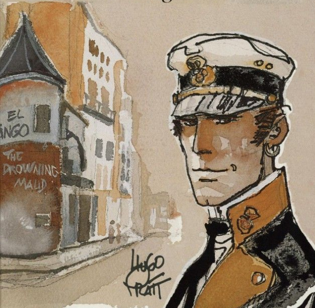 Illustrated man in a sailor cap with a city street sketched behind him