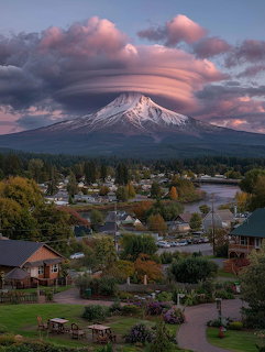 Mountain Town at Sunset