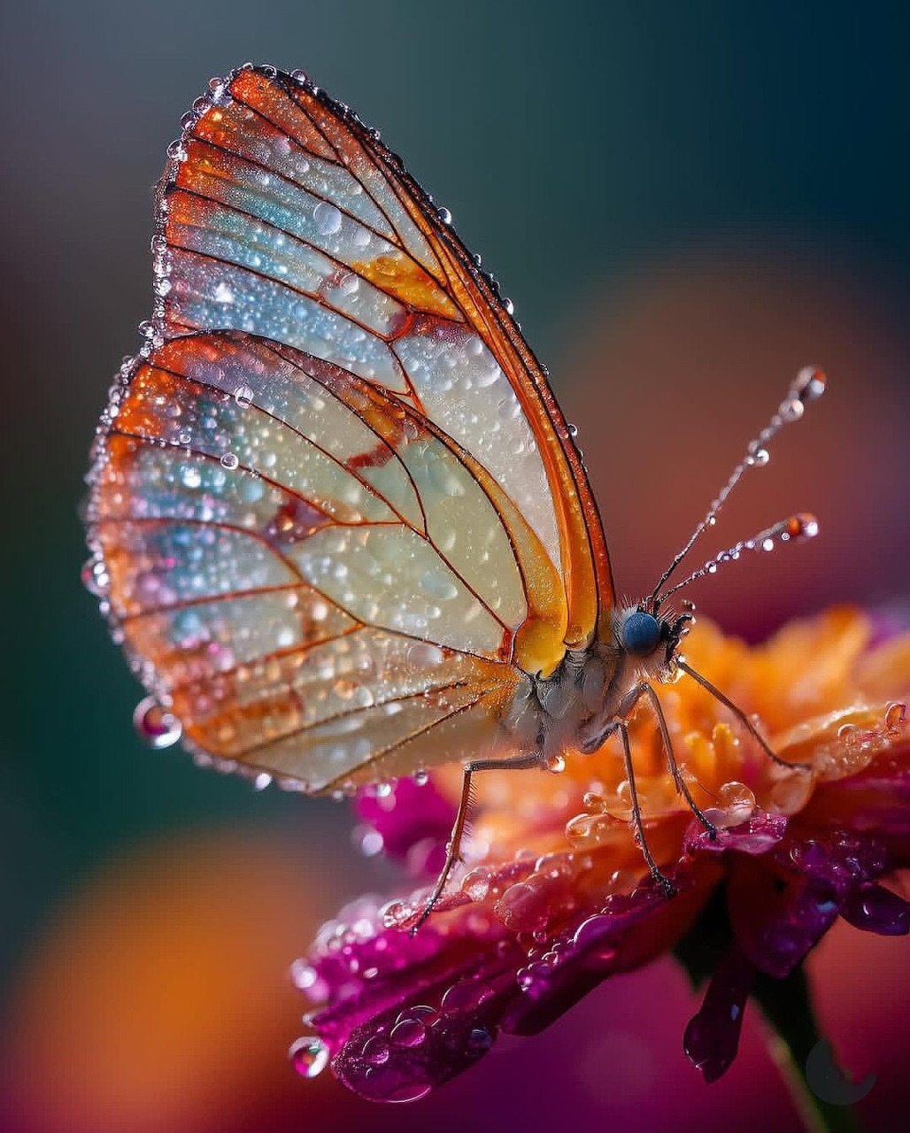 Butterfly on Flower Dewdrops