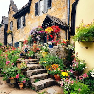 Stone Cottage with Flower Garden