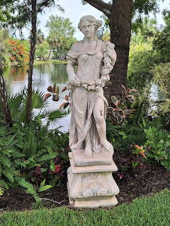 Garden Statue with Lizard