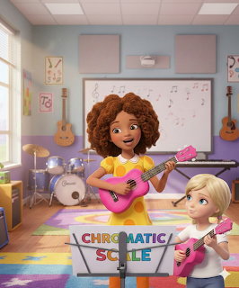 Girls Playing Guitar Music Room
