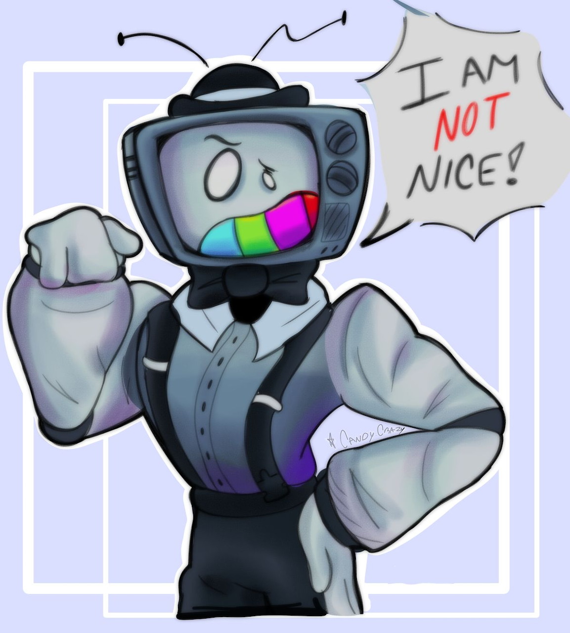 Mr. Puzzles cartoon character with angry expression and puzzle-piece design