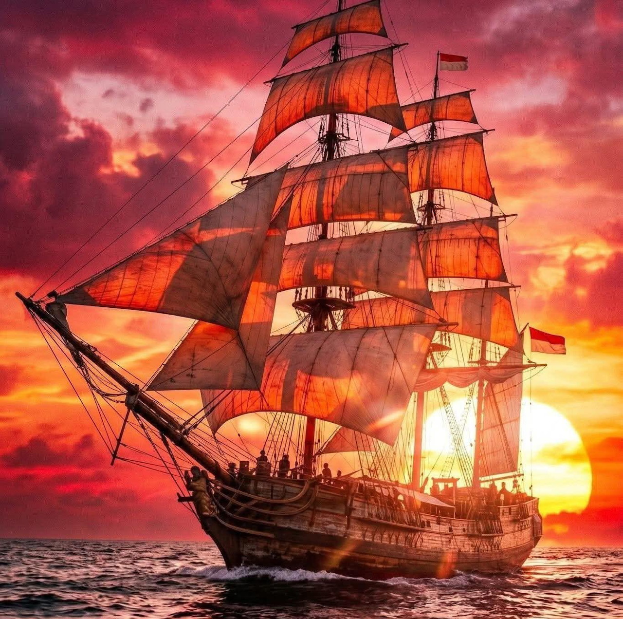 Red Sails Ship Sunset