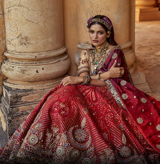 Woman in Red Lehenga