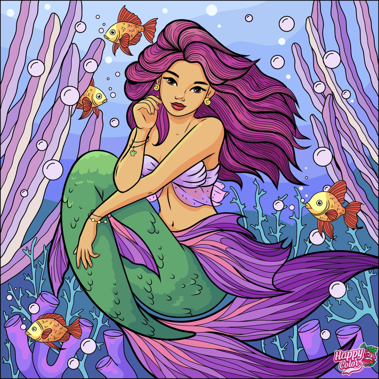 Mermaid with Purple Hair