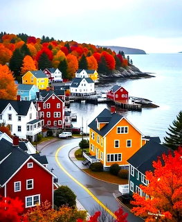 Norway Coastal Village Autumn