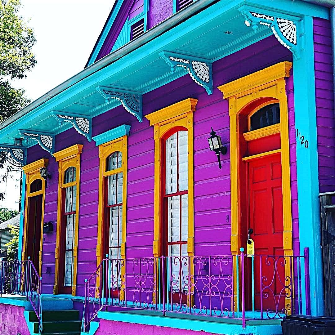 Vibrant Purple Victorian House
