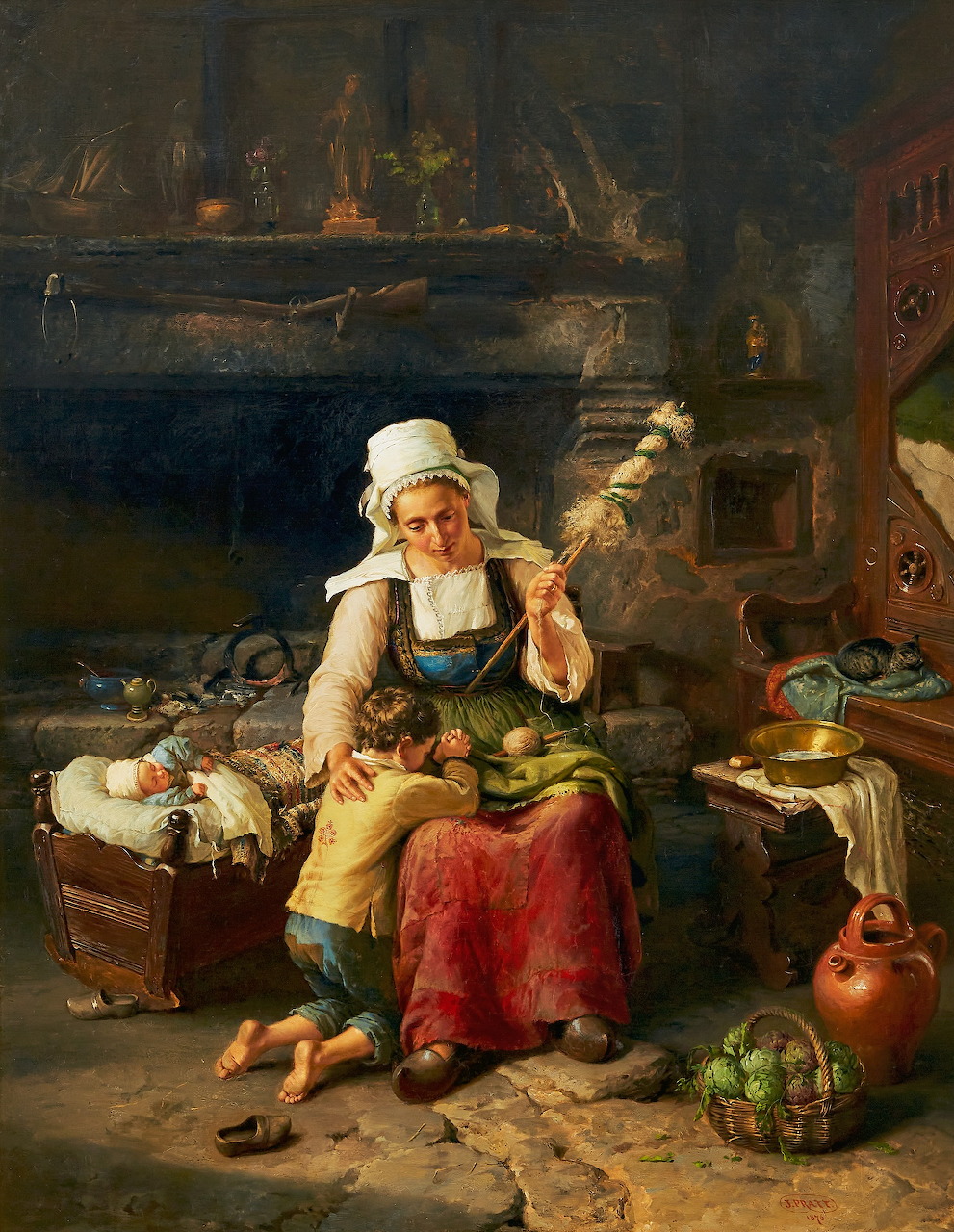 Breton Kitchen Woman Painting