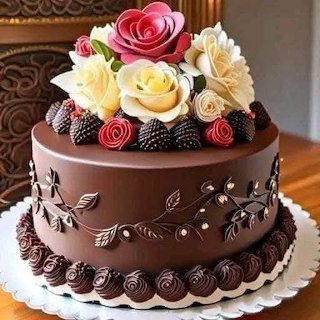 Chocolate Cake with Flowers