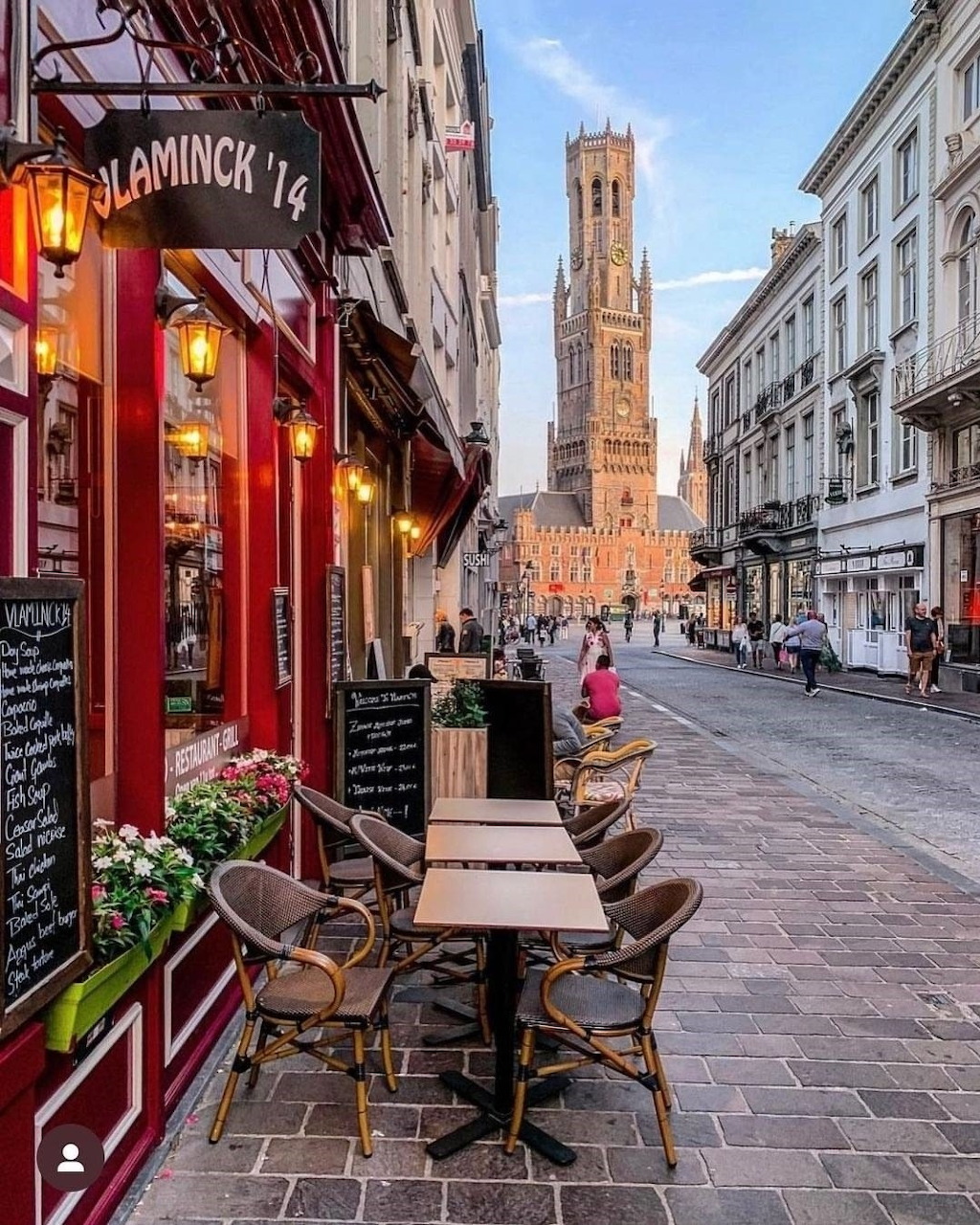 Bruges Belgium Street Cafe