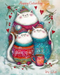 Three White Cats Illustration