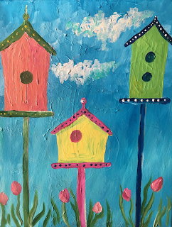 Colorful Birdhouses Painting