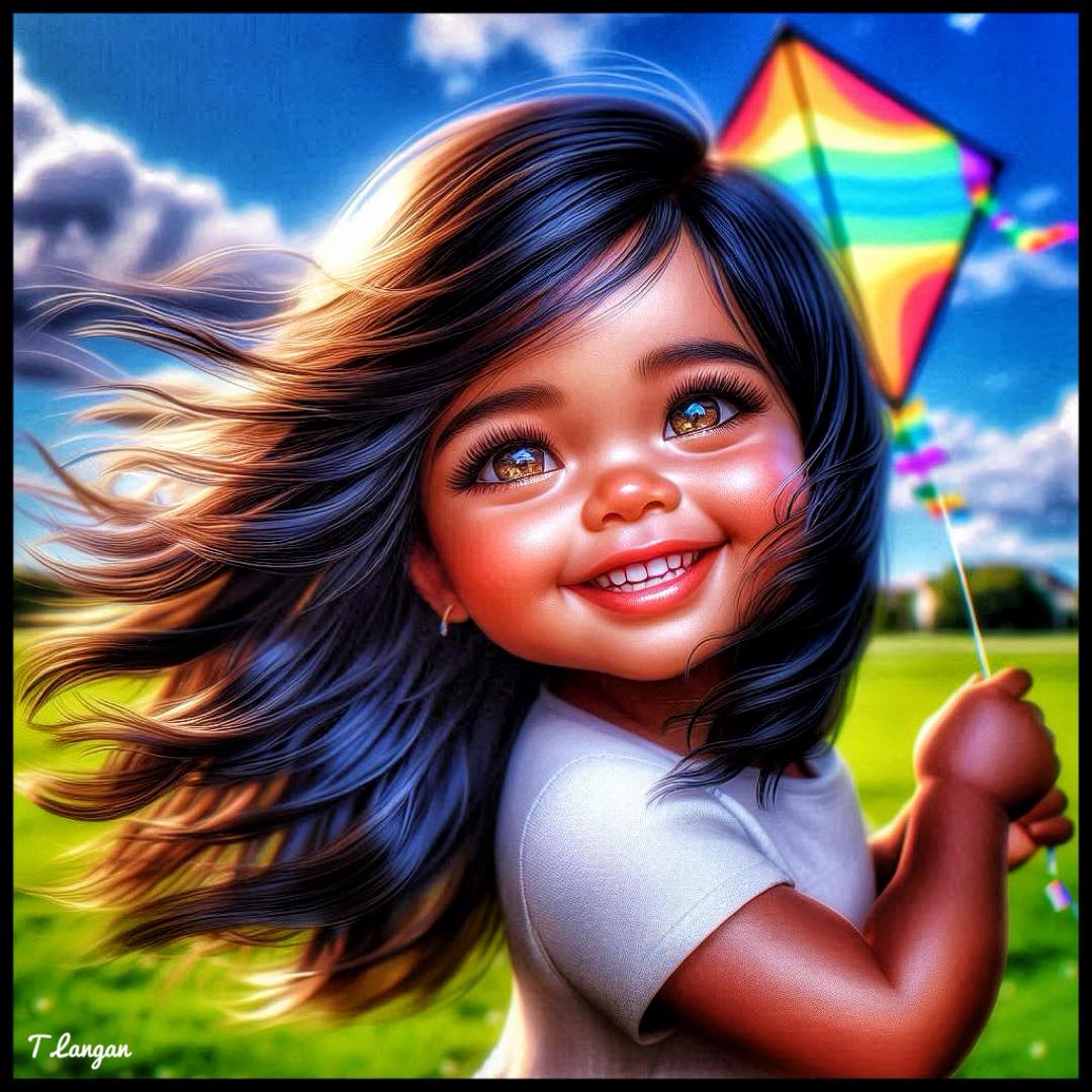 Smiling Girl with Kite