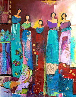 Women in Colorful Dresses Painting