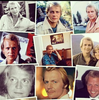 Collage of vintage photos featuring a blond man in several portrait poses