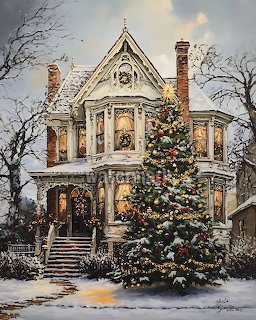 Victorian House Christmas Snow