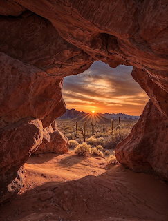 Desert Cave Sunset Arizona